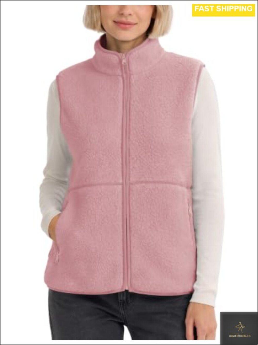 Womens Fuzzy Sherpa Fleece Vest Warm Sleeveless Zip Up Outerwear